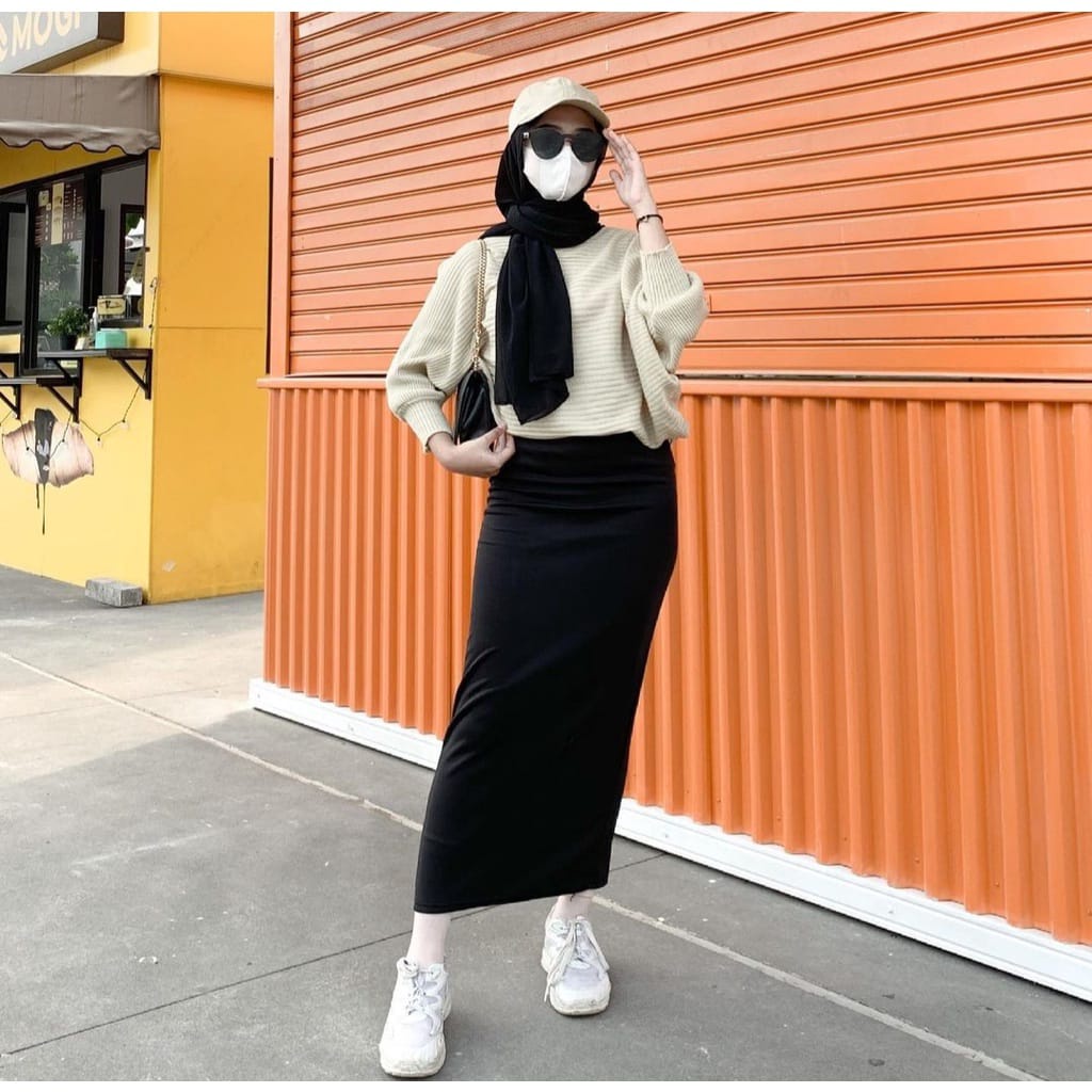Jual Rok polos span scuba // rok polos wanita | Shopee Indonesia