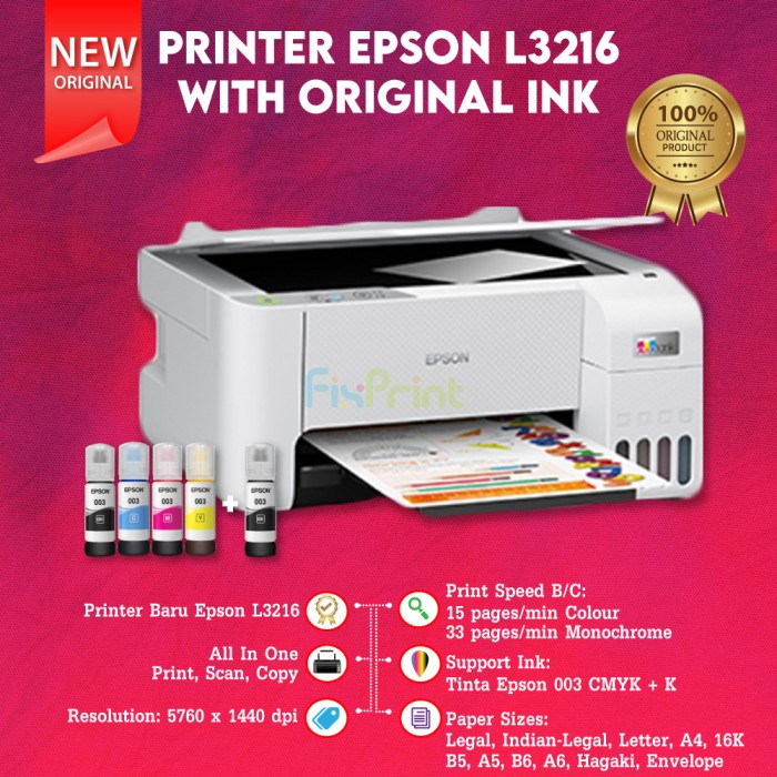 Jual Printer Epson Ecotank L3210 L3216 A4 All In One Ink Tank Printer Original Shopee Indonesia 3364