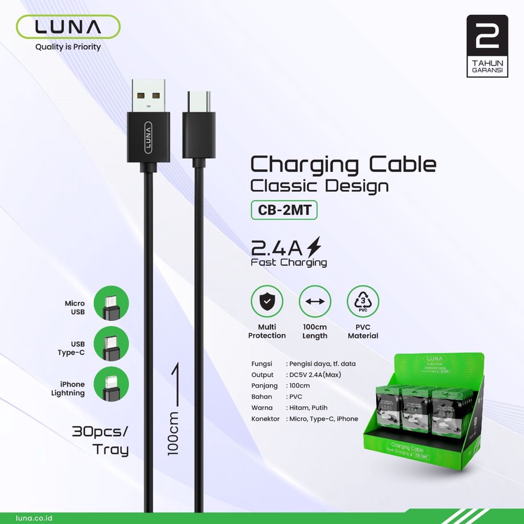 Jual Luna DATA CABLE TRAY Type C PVC Cable Shopee Indonesia