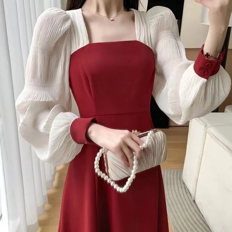 Susana ID Red Square Dress Puffy Sleeves D096 - foto 1