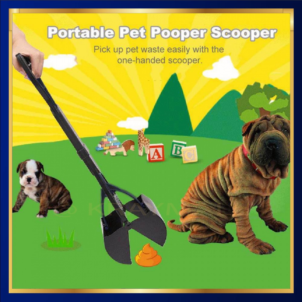 Jual Sekop Genggam Long Handle Pet Poop Scooper Cleaner 60cm AB340