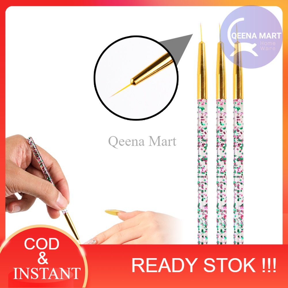 Jual Brush Kutek Kuku Ultra Thin Liner Nail Art 3 Pcs Hd042 Shopee