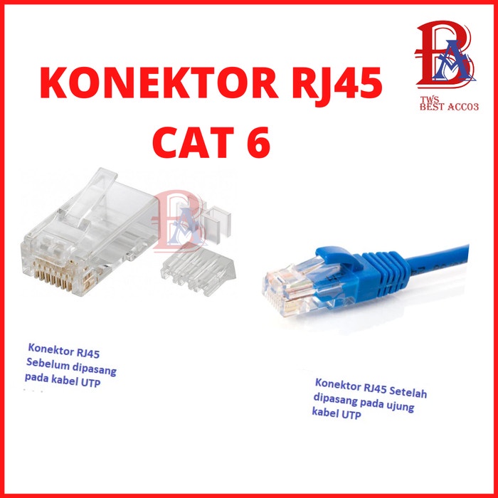 Jual KONEKTOR RJ45 CAT 6 / CONNECTOR LAN RJ 45 CAT6 / MODULAR RJ45 ...