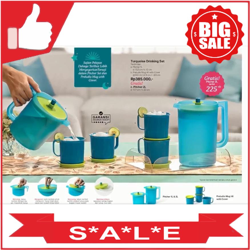 Jual Tupperware Turquoise Drinking Set Tupperware Original Shopee