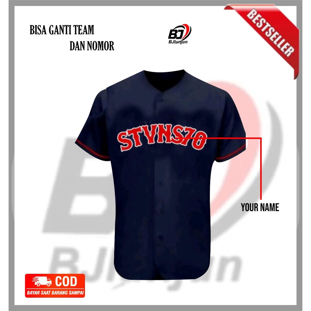 Jual #GRATIS NAMA BAJU BASEBALL FREE COSTUM BISA REQUEST NAMA NOMOR DAN WARNA BAJU dgn Kancing 
