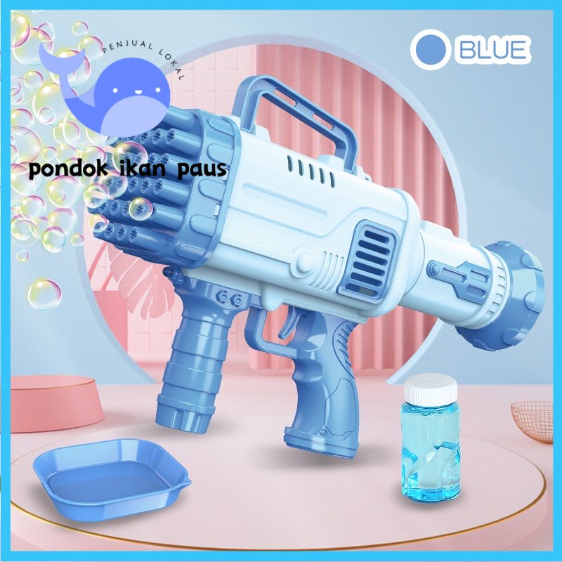 Jual Bubble Gatling Gun Elektrik 88 lubang LED Mainan Bubble Gun Bubble