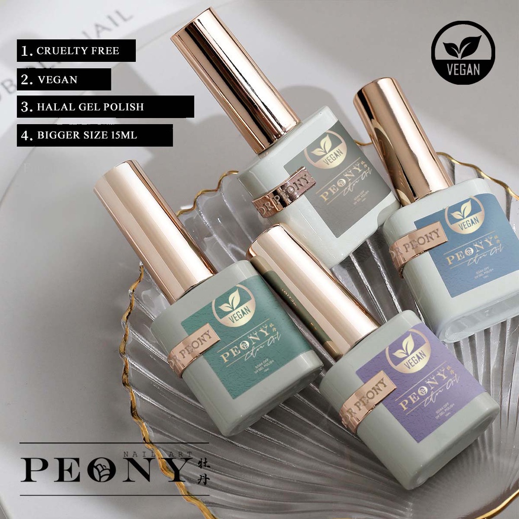 Jual PEONY Vegan Nail Gel 15ml / PEONNY Kutek Gel Halal UV Gel Peony