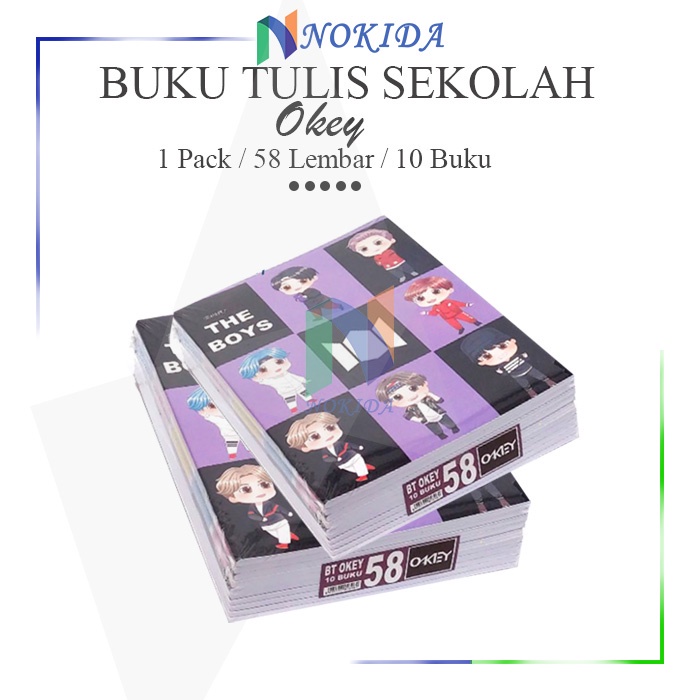 Jual Nokida Buku Tulis Sekolah Okey 58 Lembar [1 Pack] / Buku Sekolah ...