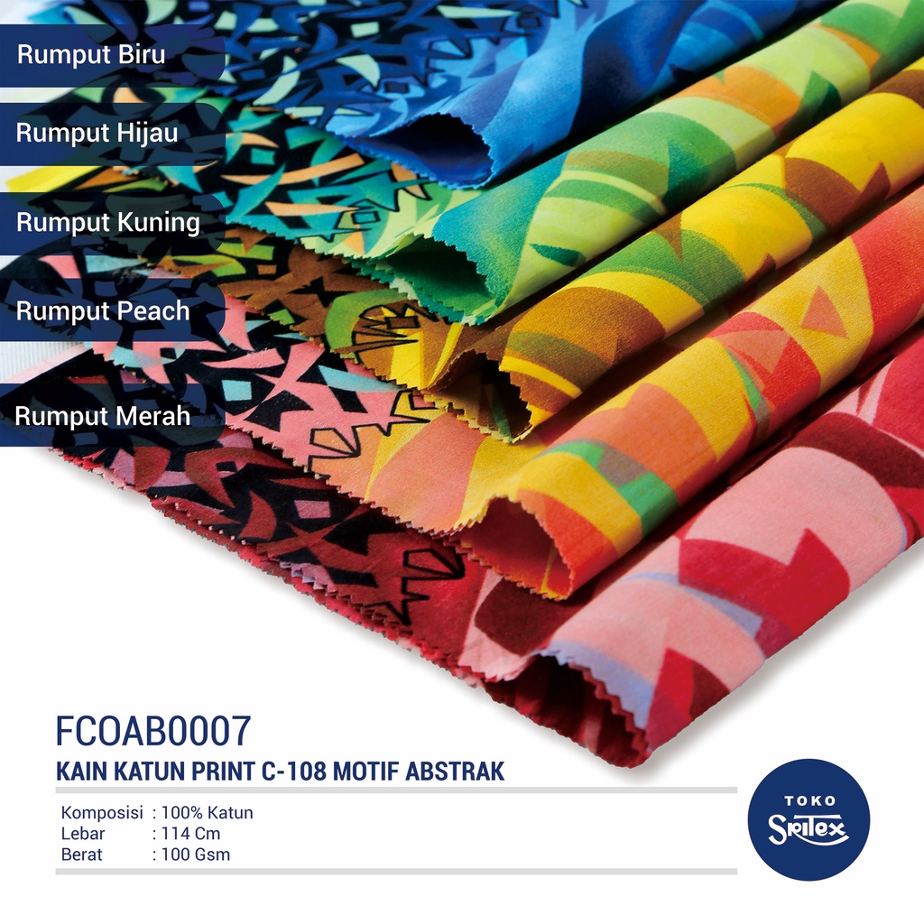 Jual Toko Sritex Kain Katun Print Abstrak Rumput Premium Ekspor C108 ...