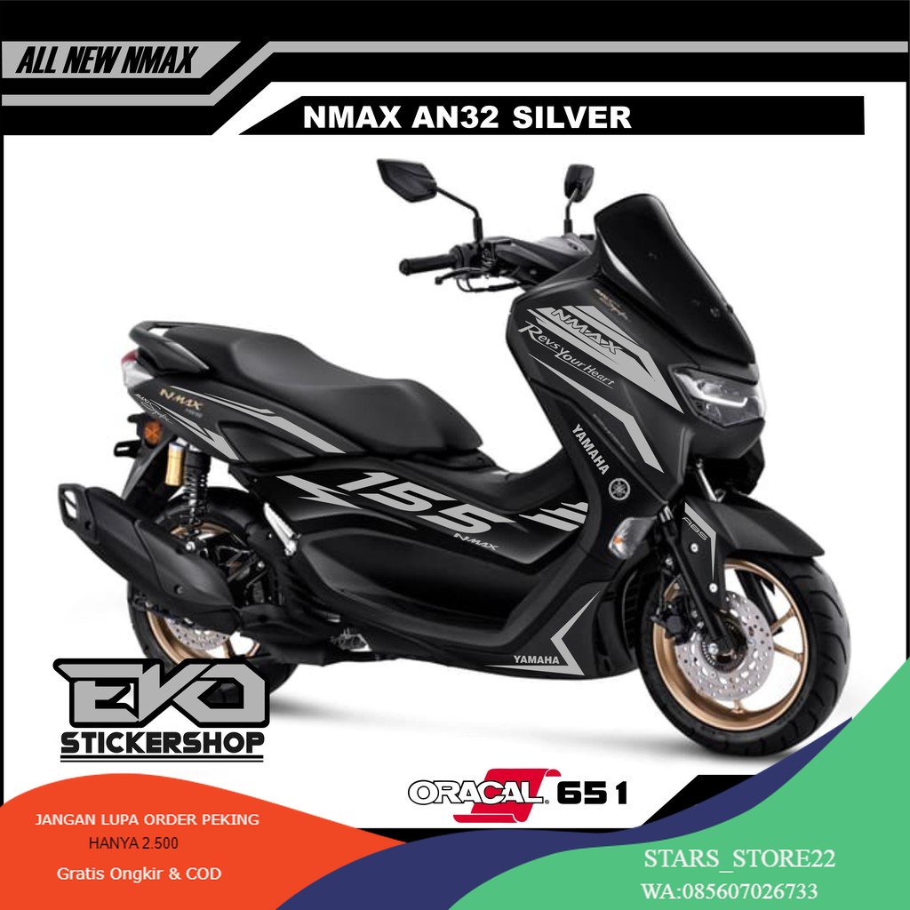 Jual (PREMIUM) STIKER ALL NEW NMAX HITAM CUTTING STICKER SILVER AN32 ...