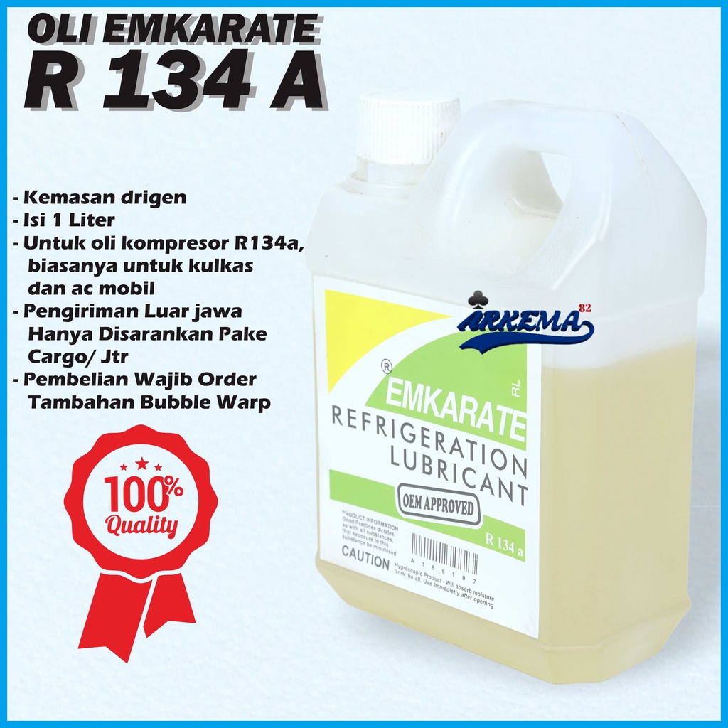 Jual OLI OIL KOMPRESOR EMKARATE R134 A REFRIGRATION LUBRICANT | OLI AC ...