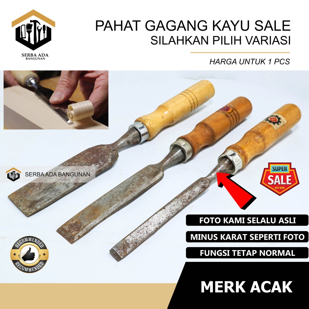 Jual Crazy Sale Alat Pahat Kayu 12 34 114 Inch Ukir Wood Carving Tatah Cungkil Firmer 