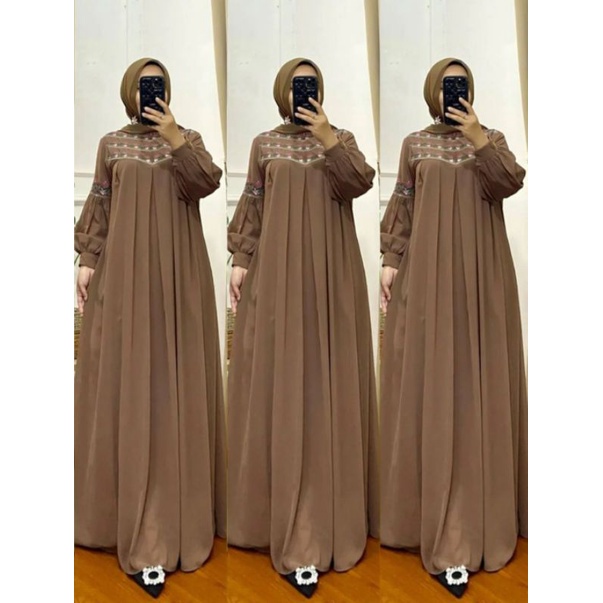 Jual dress acara kondangan terbaru warna sage green / Cantika Maxy