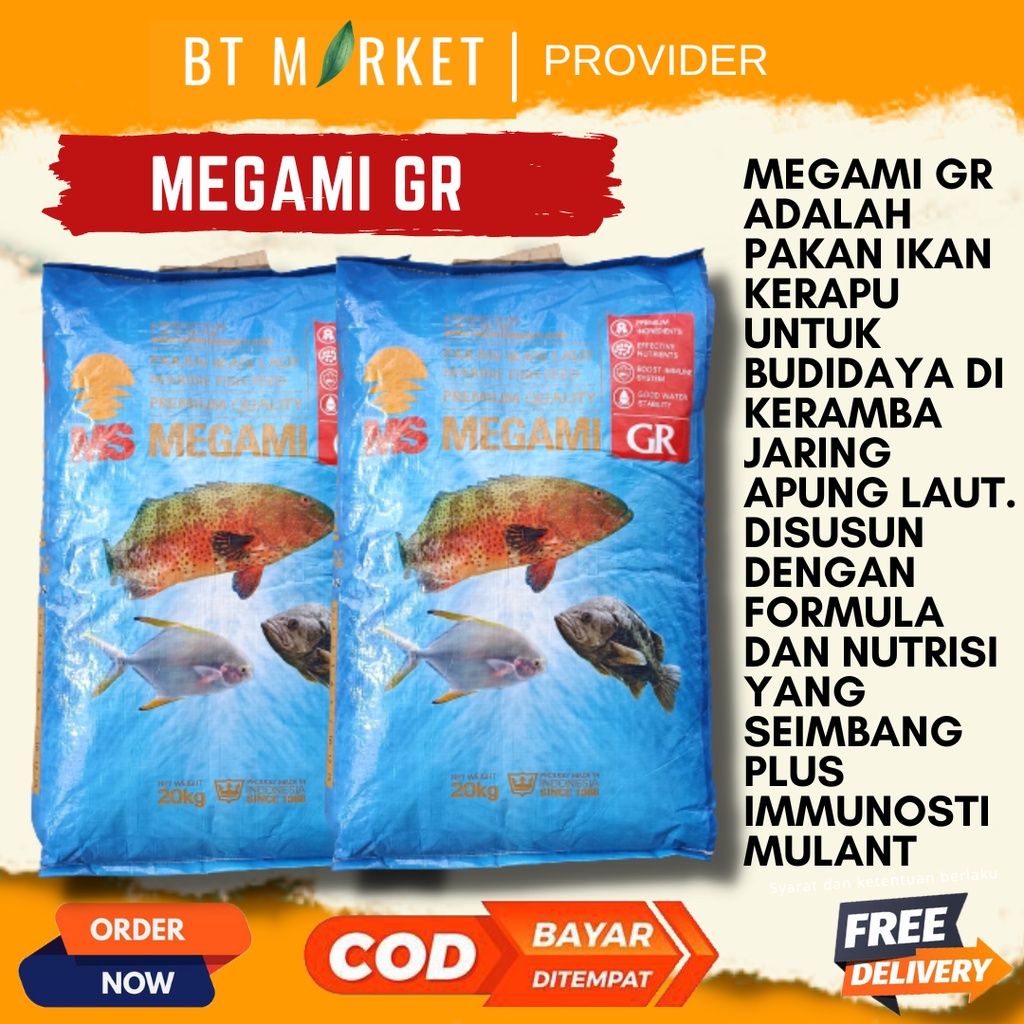 Jual MEGAMI GR 10Kg Pakan Pelet Ikan Kerapu Ikan Laut Ikan Predator Protein 48 Shopee Indonesia