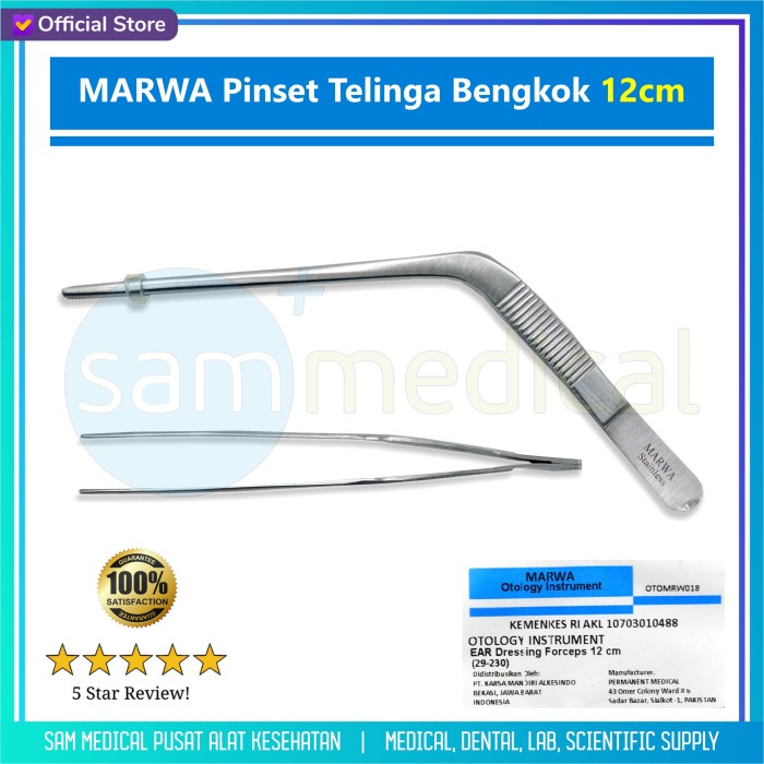 Jual MARWA Pinset Telinga Bengkok / Ear Dressing Forceps 12cm | Shopee ...