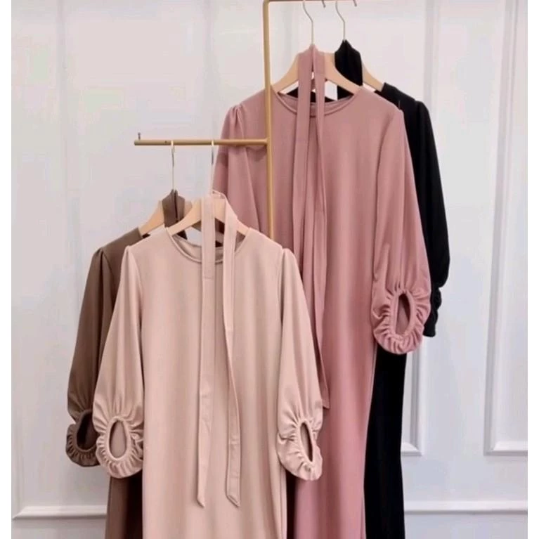 Gamis Azura Rib Knit Premium tampilan full body