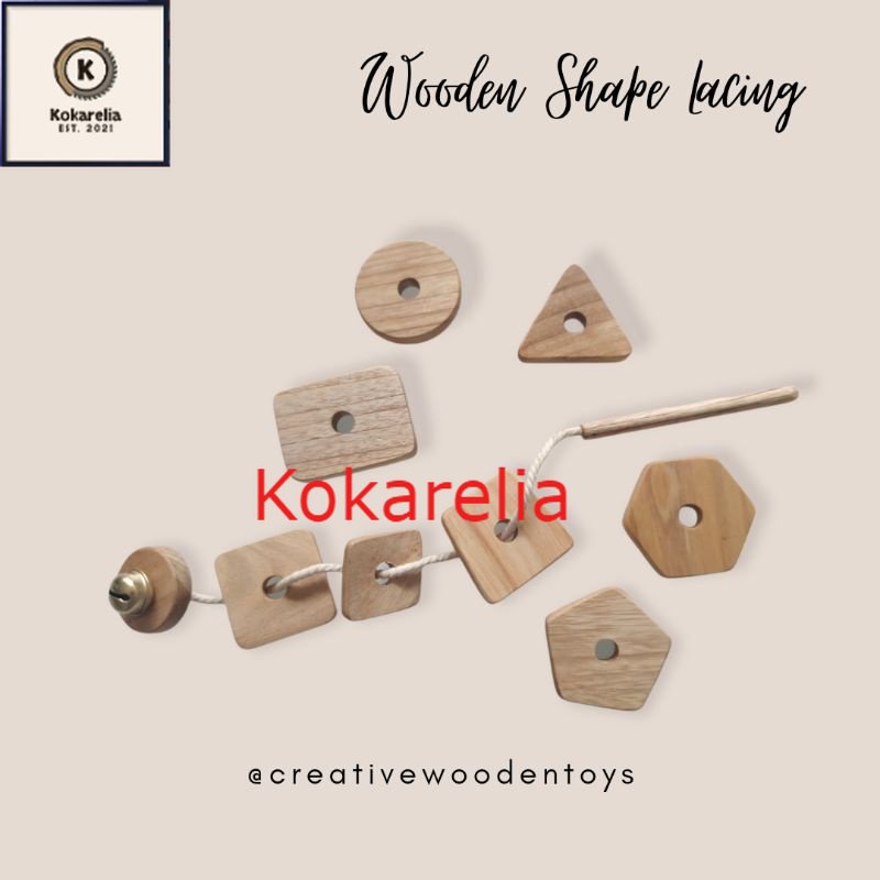 Jual Wooden Shapes Threading, Wooden Shapes Lacing, Mainan kayu bentuk ...