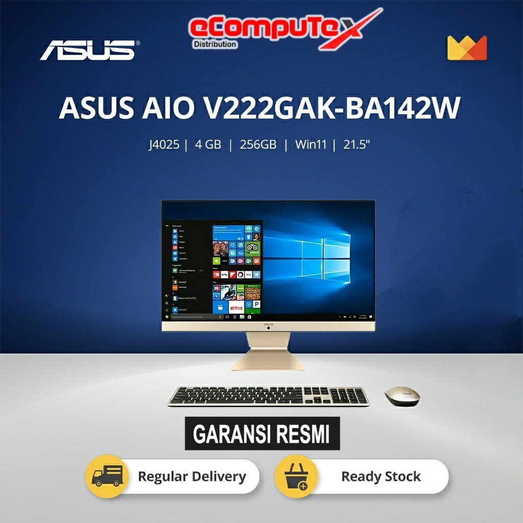 Jual PC DESKTOP AIO ASUS ALL IN ONE V222GAKBA142W / INTEL J4025 RAM 4GB 256GB WIN11+OHS 21"5