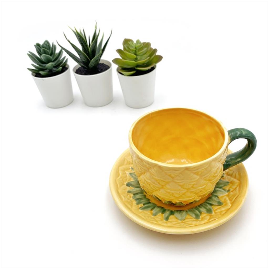 Jual Cangkir Keramik Set Tatakan Nanas 225 Ml Gelas Timbul 3d Mug Lepek Pisin Cup Saucer 3106