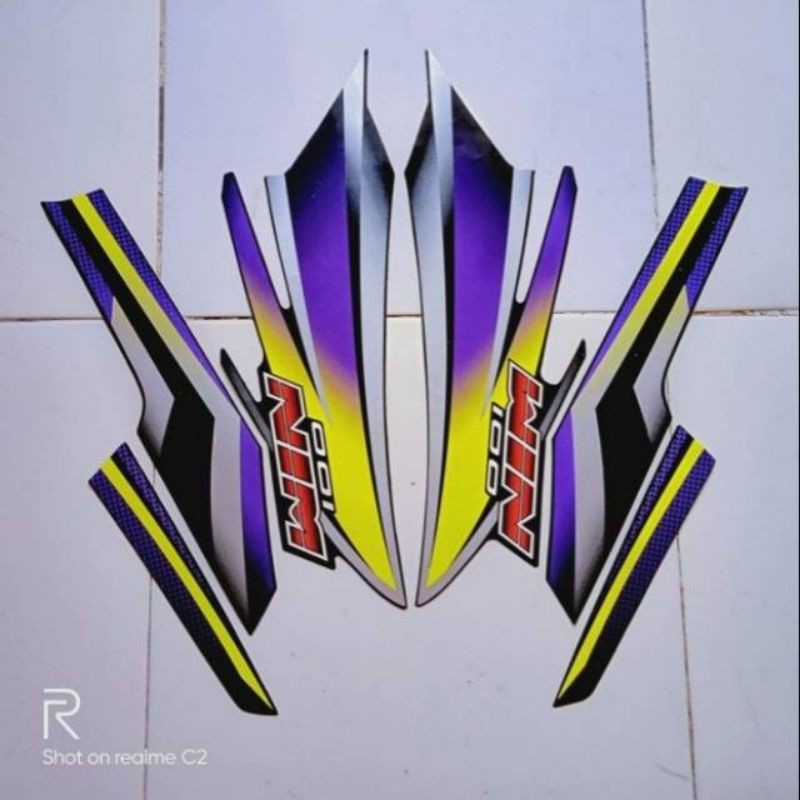 Jual Striping sticker lis body honda win 2004 hitam kuning / Stiker ...