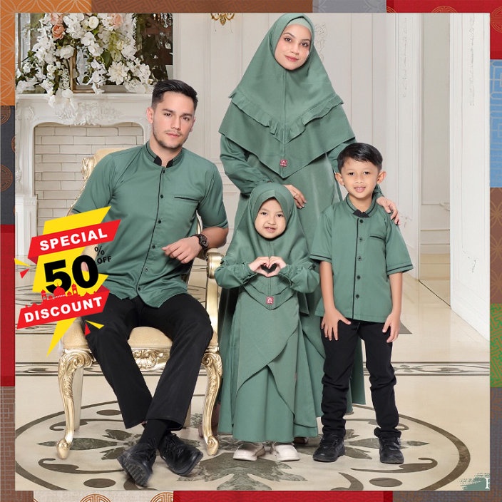 Jual Baju Sarimbit Keluarga Muslim Family Set Lebaran Gamis Dress