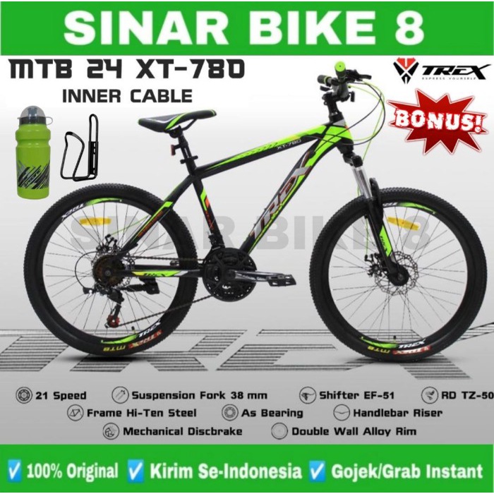 Jual Sepeda Gunung Ukuran 24 inch MTB TREX XT-780 Rem Cakram 21 Speed ...