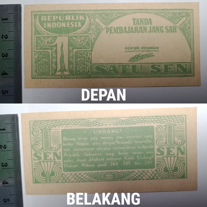 Jual Uang Kuno Indonesia 1 SEN Asli tahun 1945 Peninggalan Sejarah ...