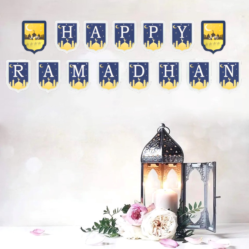 Jual DP Banner Flag Set Happy Ramadhan Bunting Warna Warni Backdrop ...