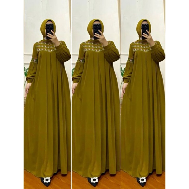 Jual dress acara kondangan terbaru warna sage green / Cantika Maxy