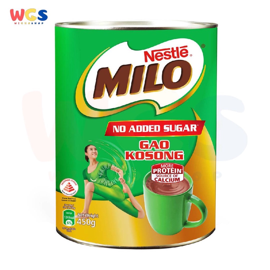Jual Milo Gao Kosong No Added Sugar More Protein & Calcium Tin 450g