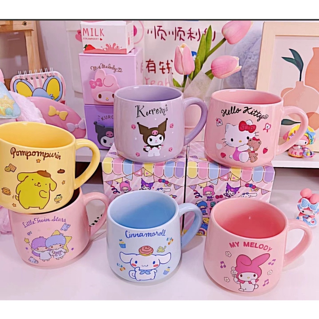 Jual Gelas Mug Keramik Sanrio Hello Kitty Pompompurin Cinnamoroll My Melody Karakter Kartun Lucu 0485