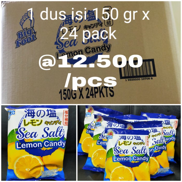 Jual permen sea salt lemon 150 gr big foot per dus/sea salt candy MPD ...