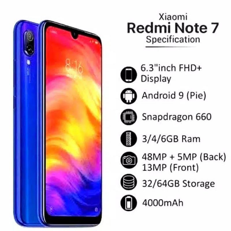 Jual Xiaomi Redmi Note 7 Pro 6128gb New Smartphone 4g Lte Shopee Indonesia 2850