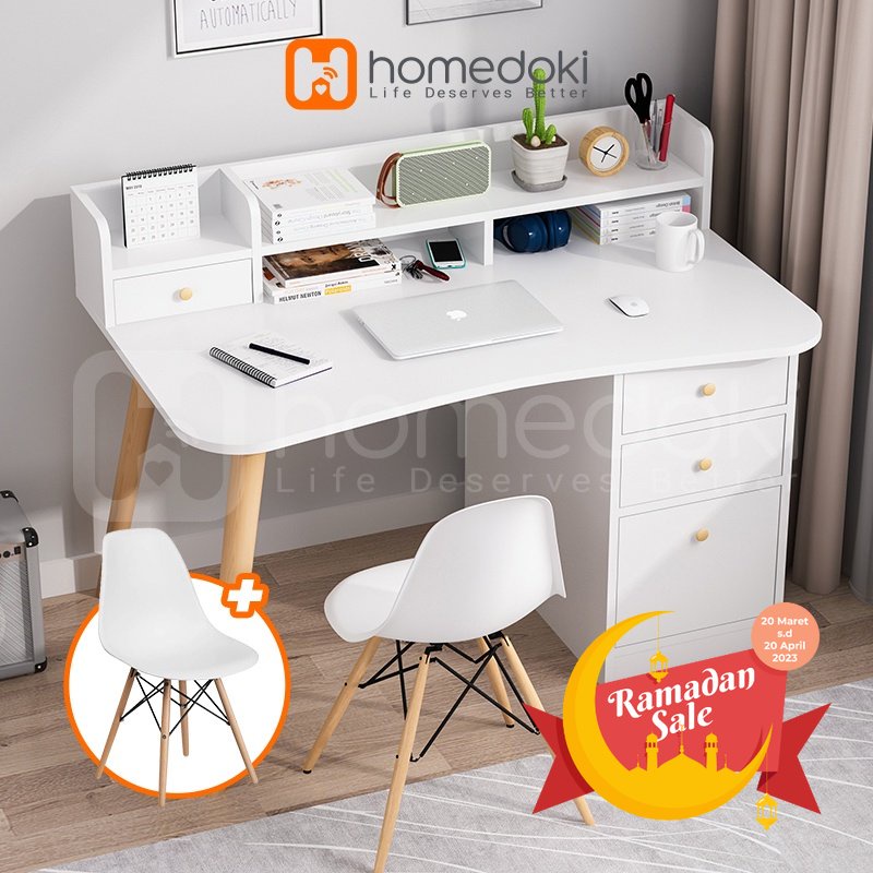 Jual Homedoki Meja Komputer Minimalis Murah Plus Kursi Laptop Desk