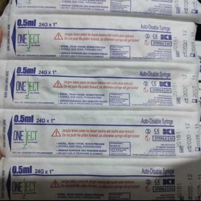 Jual Syringe 0,05 Ml; 0,5 Ml; 0,3 Ml ONEJECT Per Pcs | Shopee Indonesia