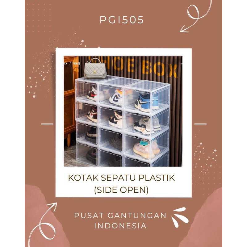Jual PGI505 Kotak Sepatu Plastic Sneaker Stackable Transparan Storage ...