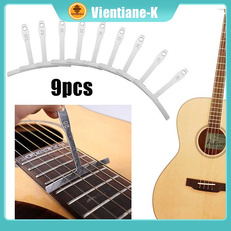 9pcs Guitar T-shaped Under String Radius Gauge Stainless Steel