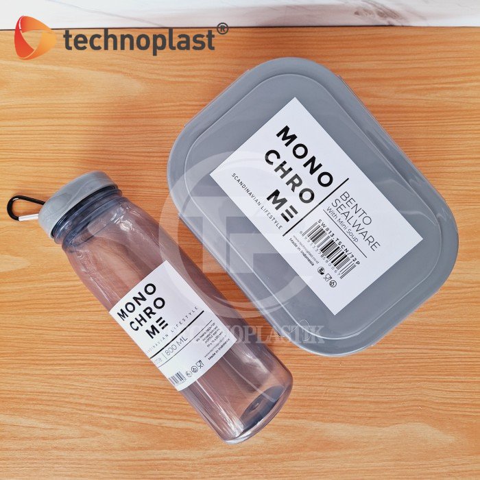 Jual Technoplast Paket Hemat Monochrome Set Kotak Bekal Ml Botol Minum Ml Shopee