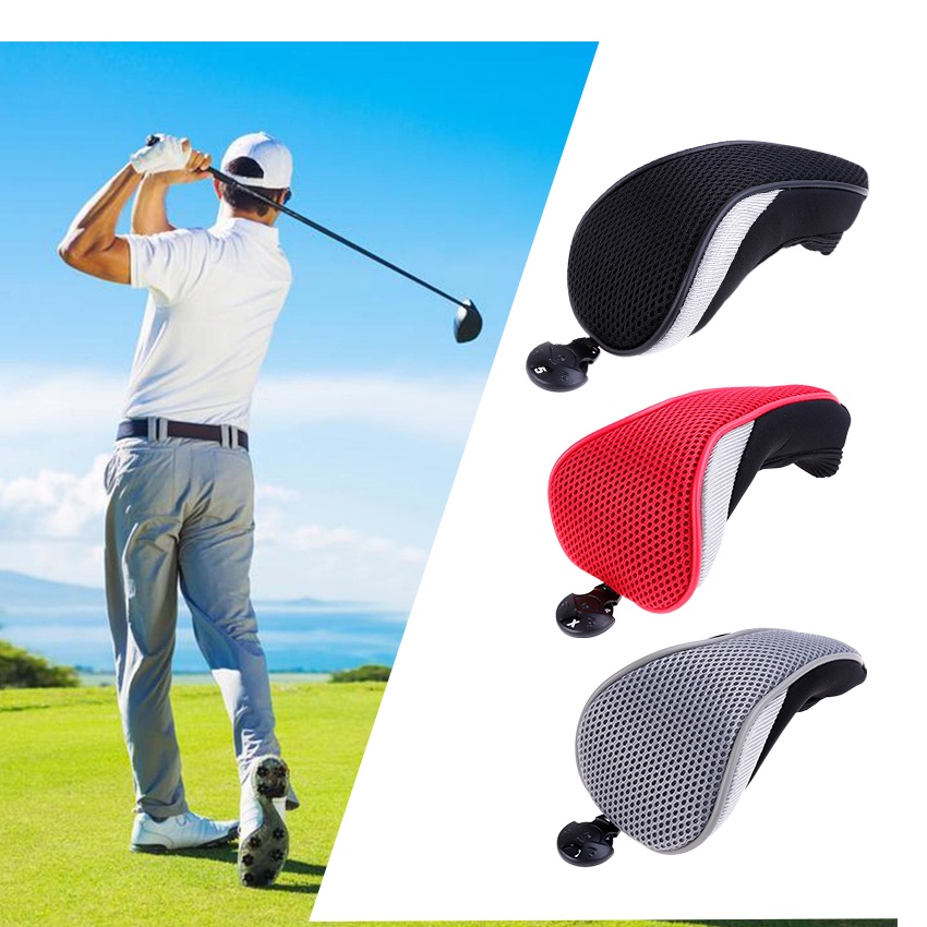 Jual Golf Iron Head Cover Golf Premium Mesh Number - Cover Long Neck ...