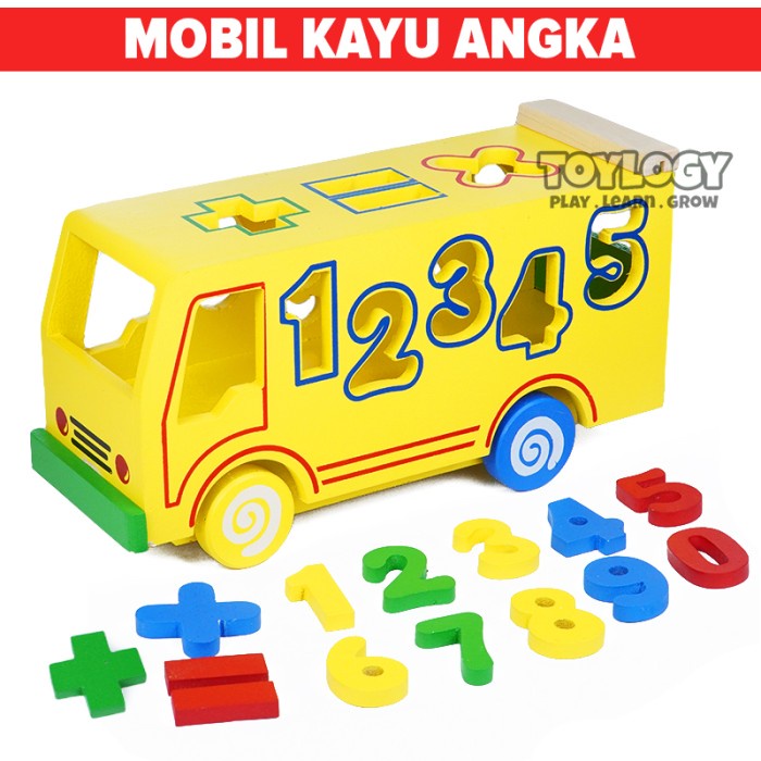 Jual Mainan Kayu Edukasi Anak Sorting Mobil Mobilan Bis Sortir Angka ...