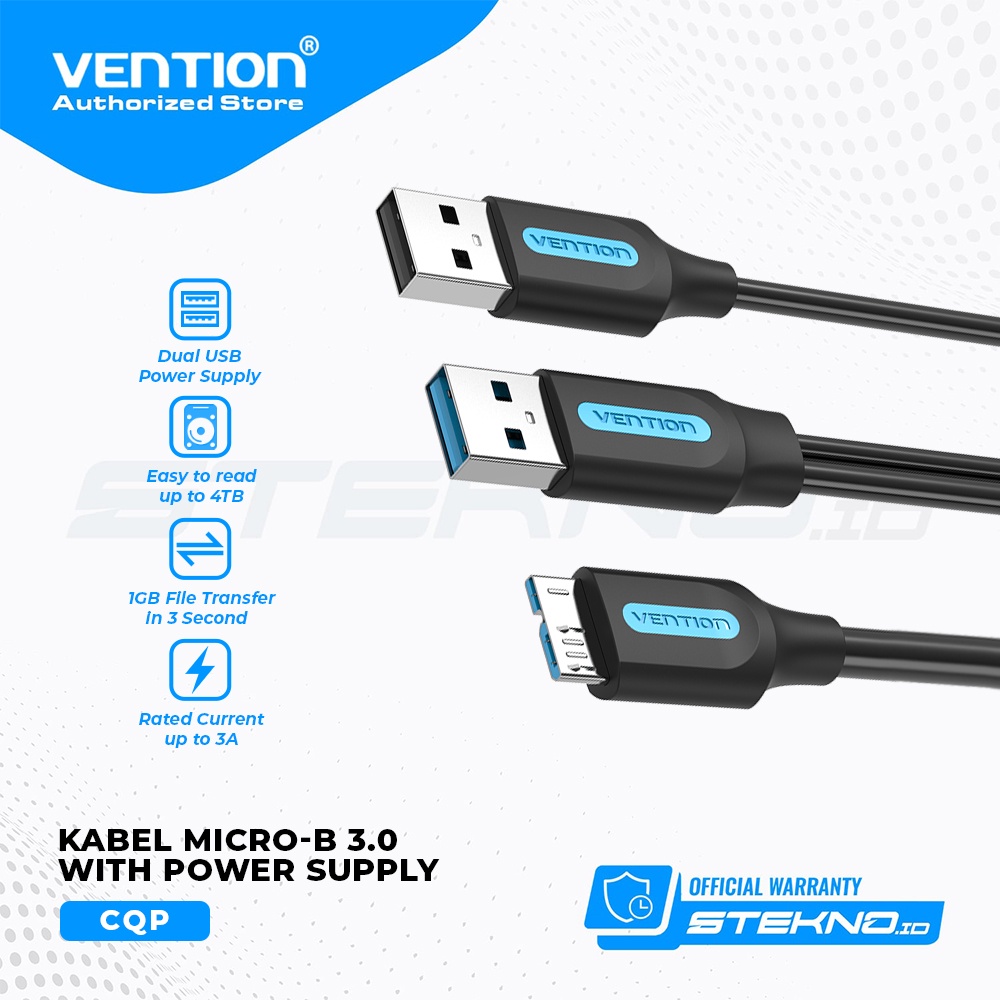 Jual Vention Usb 2 0 3 0 A Male To Micro B Male Cable With Usb Power Supply Shopee Indonesia