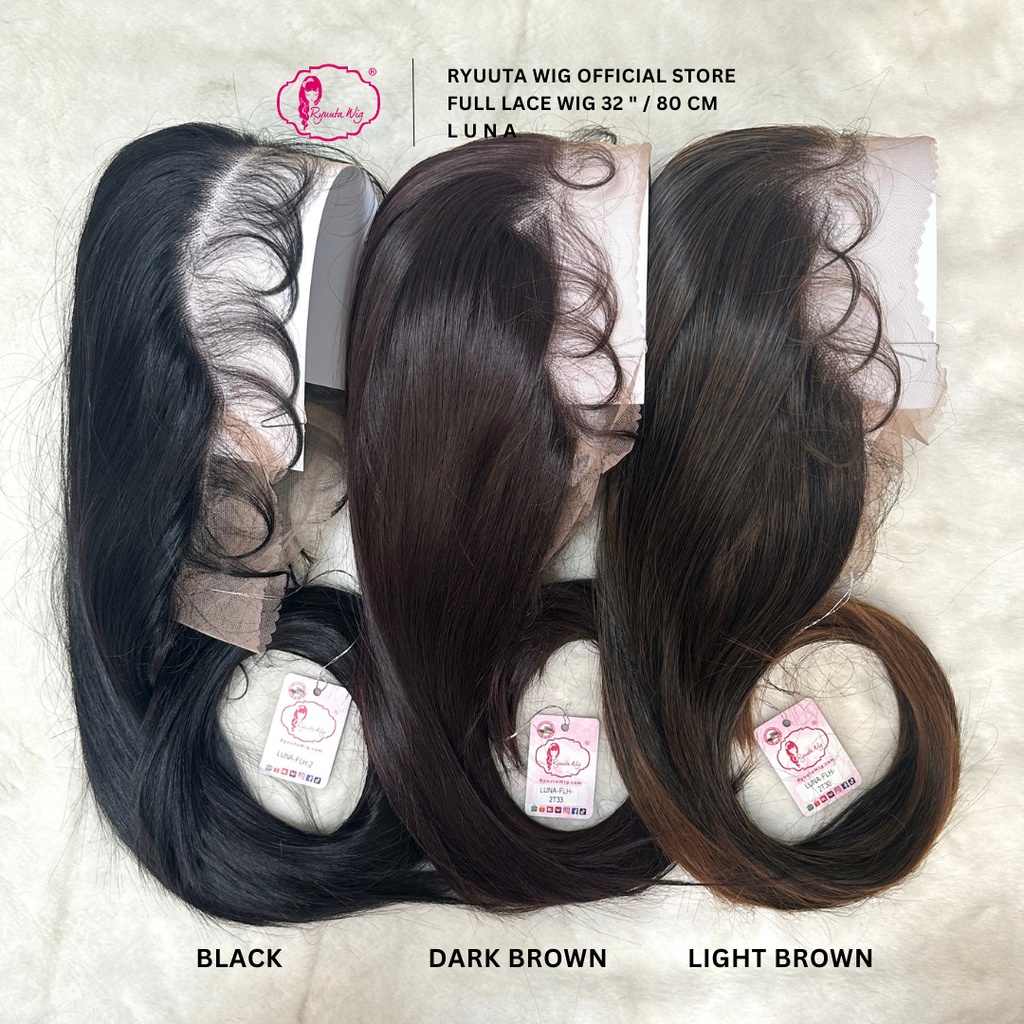 Jual Ryuuta Wig Full Lace Hand Tied Wig Luna Hitam Coklat 32 inch 80cm Shopee Indonesia