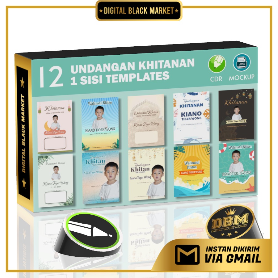 Jual 10 Desain Undangan Khitan 1 Sisi Full Color CorelDraw v15 | Shopee
