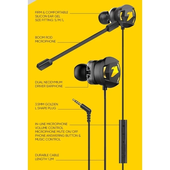 Headset Gaming Earphone Wasp 5 Dual Mic Ultra Bass By Sonicgear