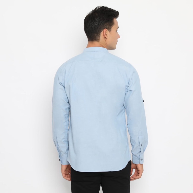 Jual Code Male - Zayn Kemeja Pria Kerah Koko Biru Lengan Panjang Scoder ...