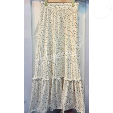 Haseena Rok Susun Rempel Plisket Zeina Motif Polkadot Emas Mini Tabur Skirt Ruffle Wanita