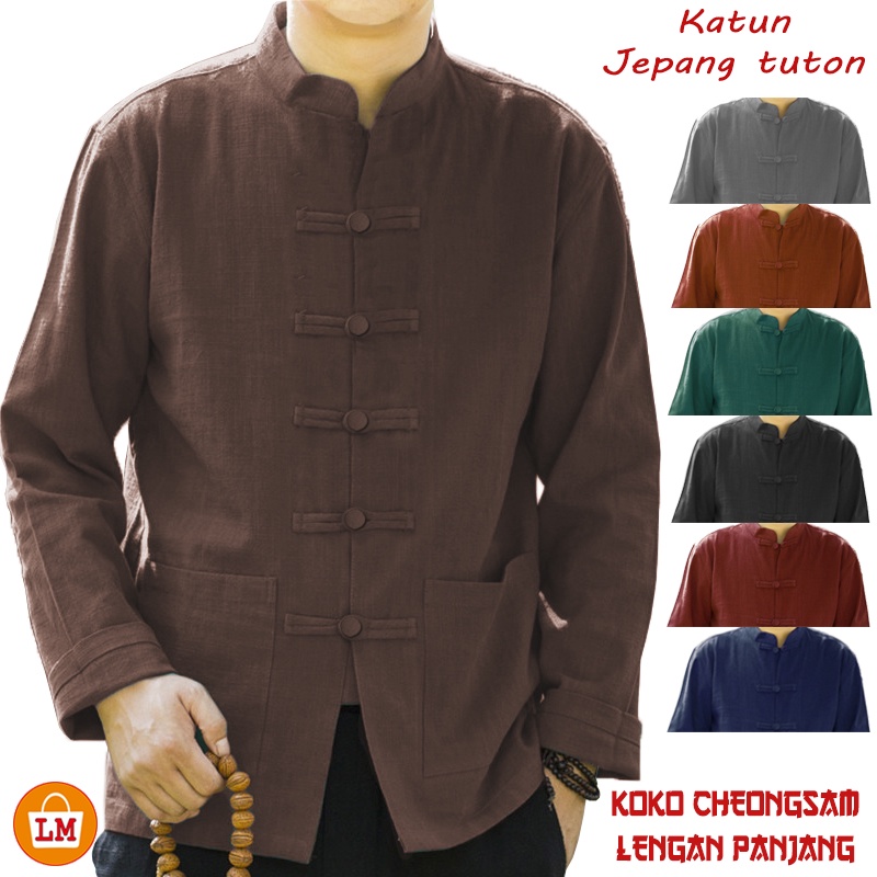 Jual Baju Koko Pria Muslim CHEONGSAM Katun Tuton Panjang Ip Man Size M