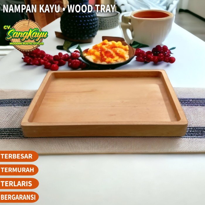 Jual Nampan kayu wooden serving tray kayu baki kayu nampan saji kotak 8