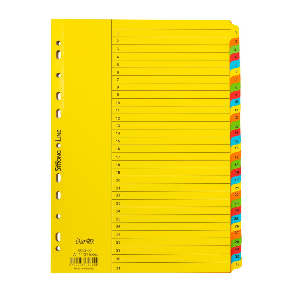 Jual Bantex Divider Pembatas Binder A4 31 Lembar Index Numeric | Shopee ...