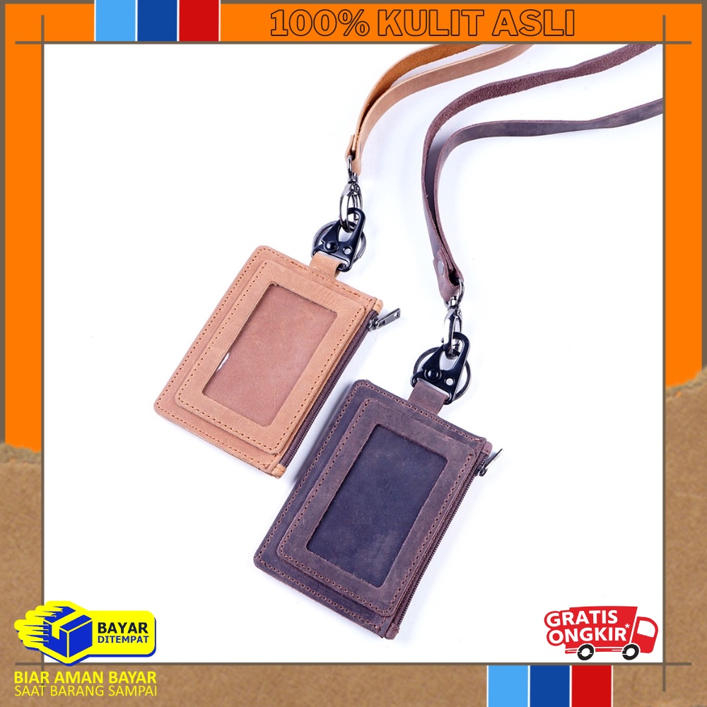 Jual ID02 NAME TAG ID CARD HOLDER LEATHER PREMIUM MULTIFUNGSI DESIGN